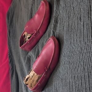 PRADA Men's Vibrant Red Leather Slip-On Loafers Size 10